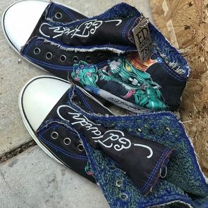 Multi-Colored Vintage Ed Hardy Converse  Size 7.